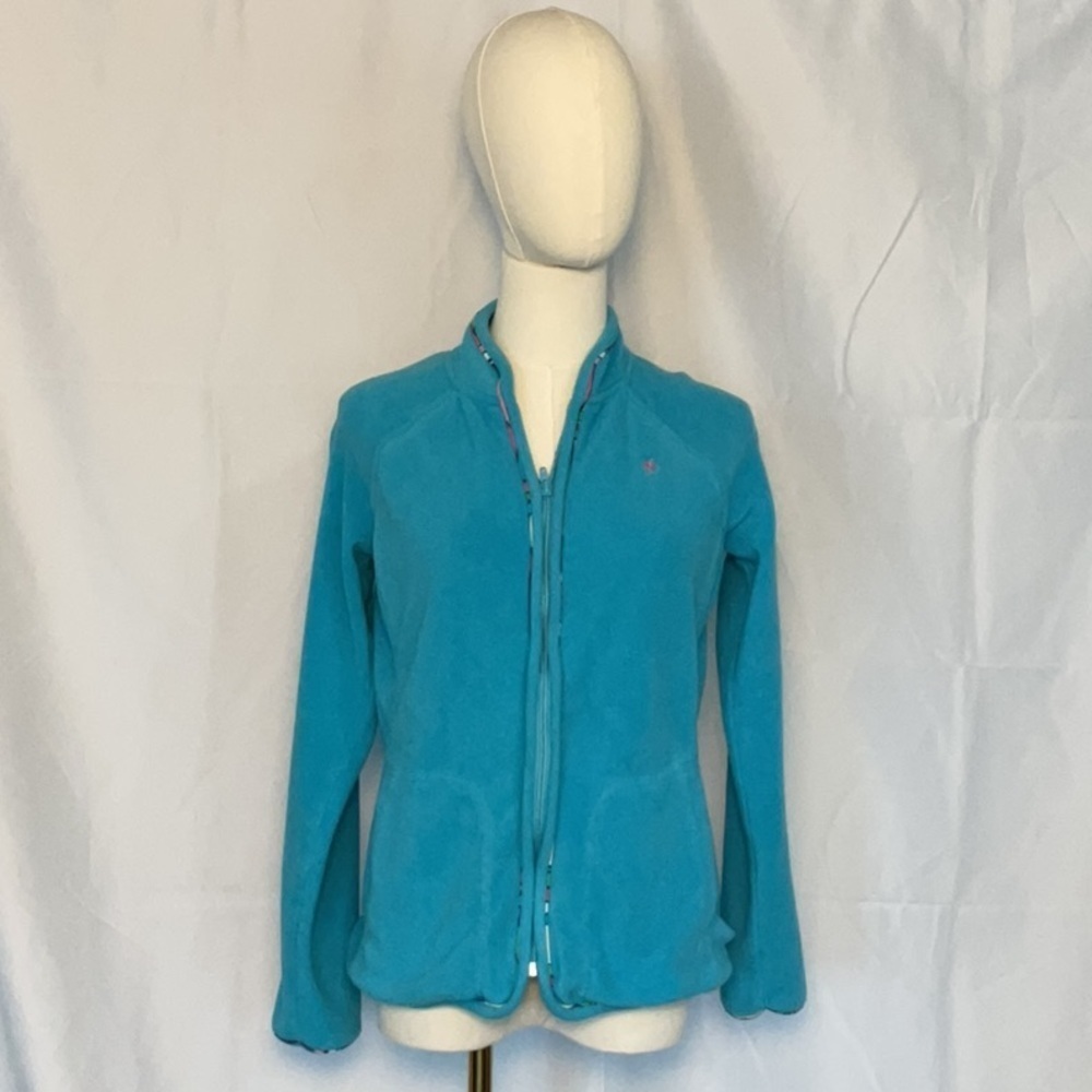 Lilly Pulitzer aqua blue fleece w/pastel piping size XS